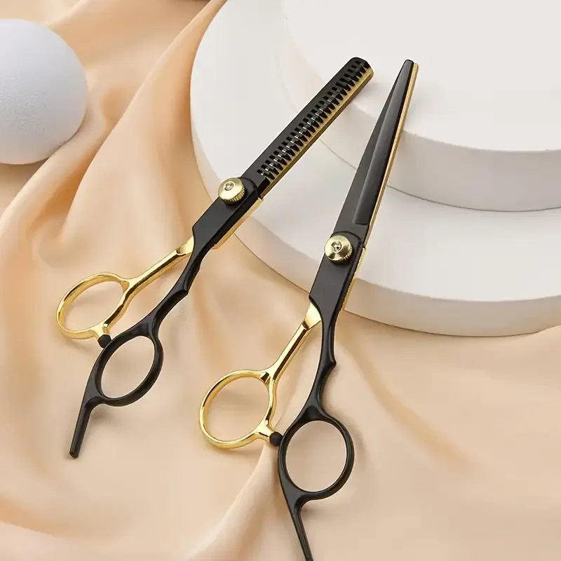 

2pcs/ Hairdressing scissors Set - Hairdressing scissors, flat bangs, thin and broken hair, tooth clippers, hairstyle accessories