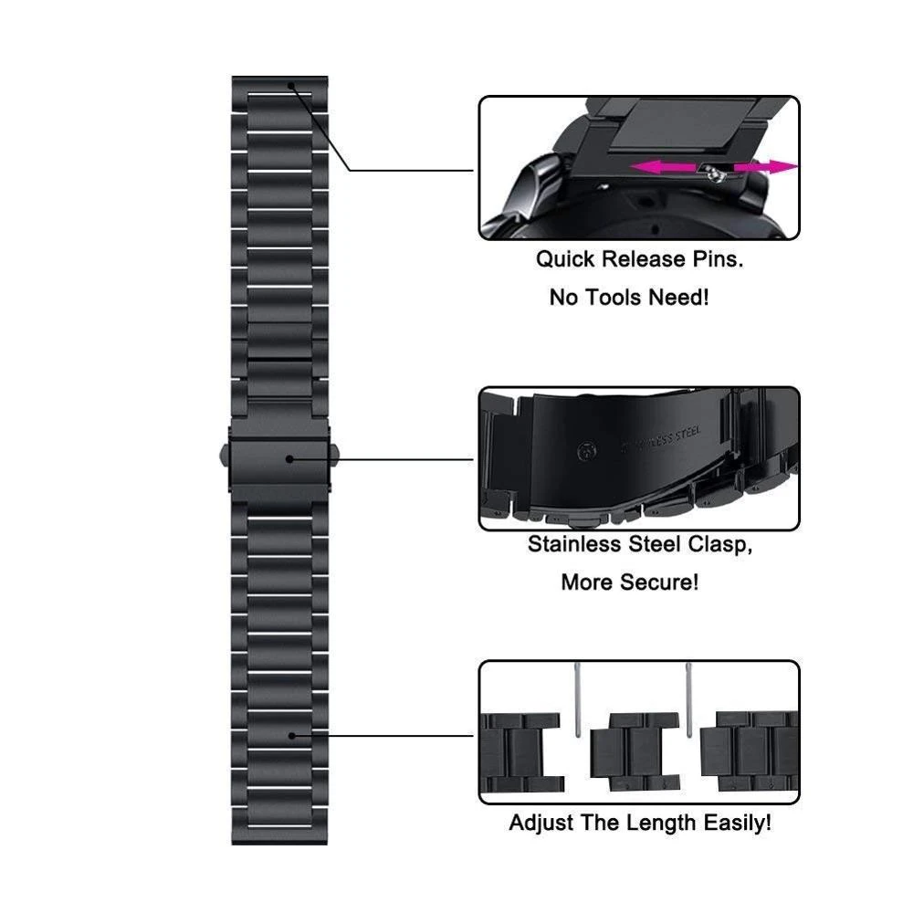 22MM Watch Band For Amazfit GTR 4 3 Pro Bracelet Stainless Steel Metal Strap For Amazfit Bip GTR 47MM 2 2e Wristband GTS 2 3 4