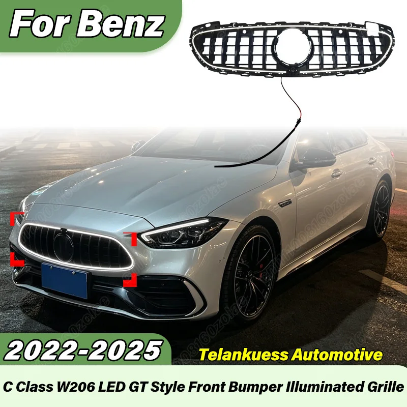 

For Mercedes Benz C Class W206 C260L C300L 2022 2023 2024 2025 Car GT Style Front Bumper Air Intake Grille Body Modification Kit