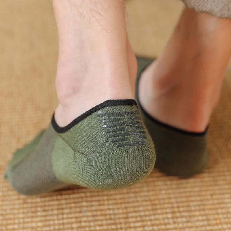 5 Pair Set Socks for Men No Show Mesh Ankle Low Cut Cotton Thin Black White Hosiery Slipper Summer Silicone Non-Slip Comfortable