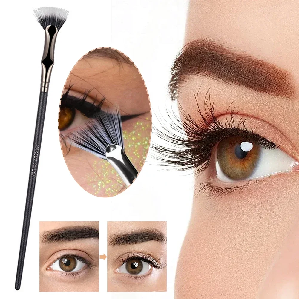 Fan Shape Lash Wand Brush No Smearing Clumping Eyelash Eyebrow Makeup Brush Natural Lifted Effects for Upper Lower Eye Lash