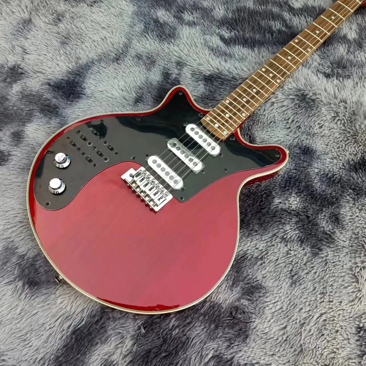 Left handed Brian May Wine Red Electric Guitar Thri Burns Pickups 24 Frets High Quality Guitar