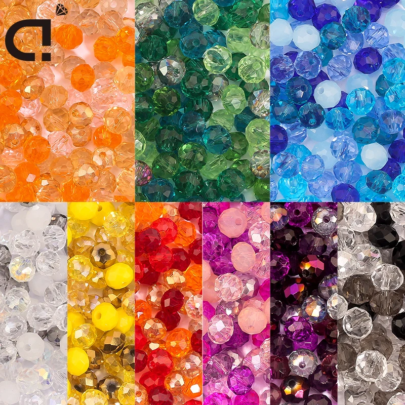 DUCrystal 4/6 mm Lochglasperle, mehrfarbig, gemischte Farben, lose Kristallglasperlen für Schmuck, Bastelzubehör