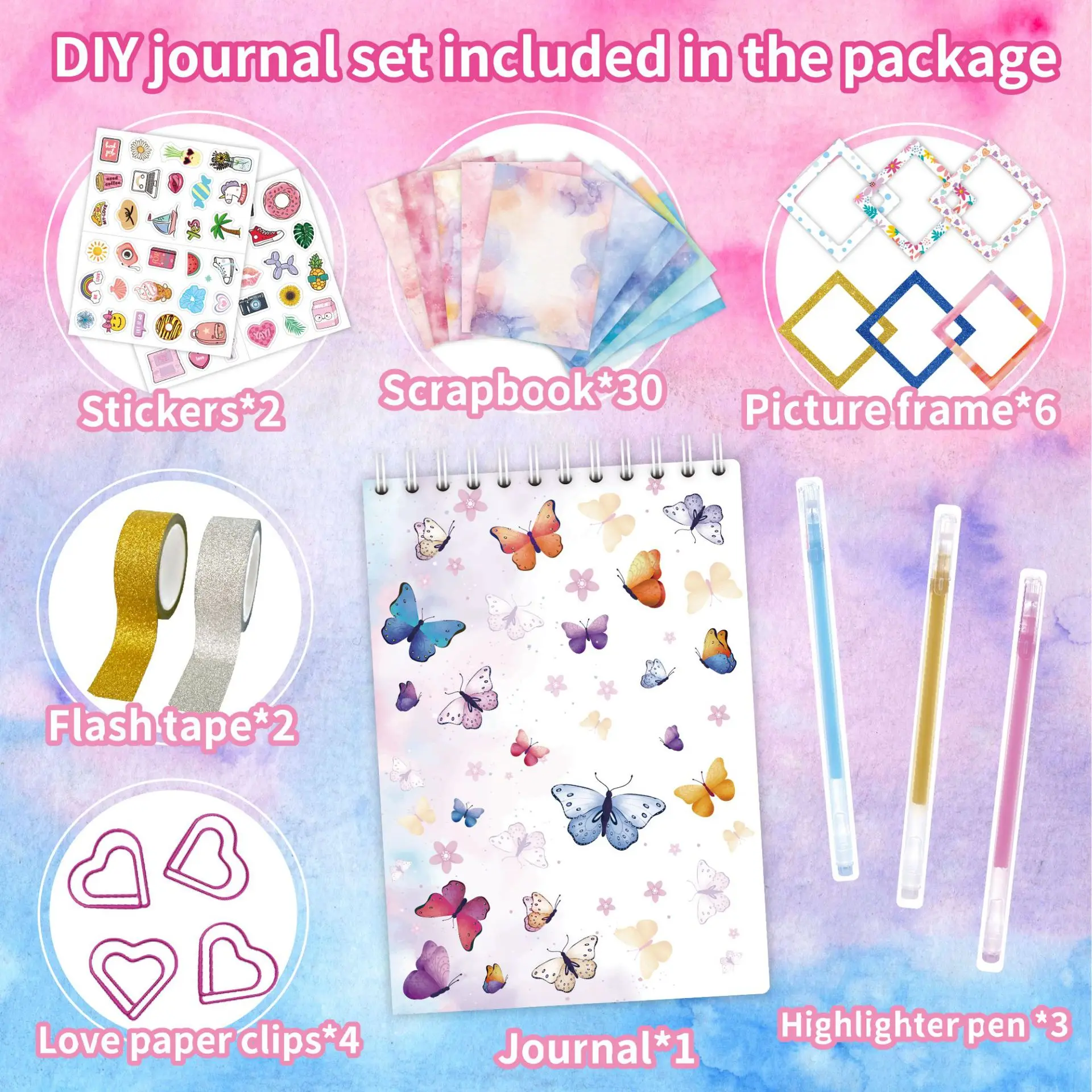 DIY Journal Set Gift Box for Kids Diary Scrapbook Stickers Notebook Stationery Craft Album Birthday Gift Supplies Art Journaling