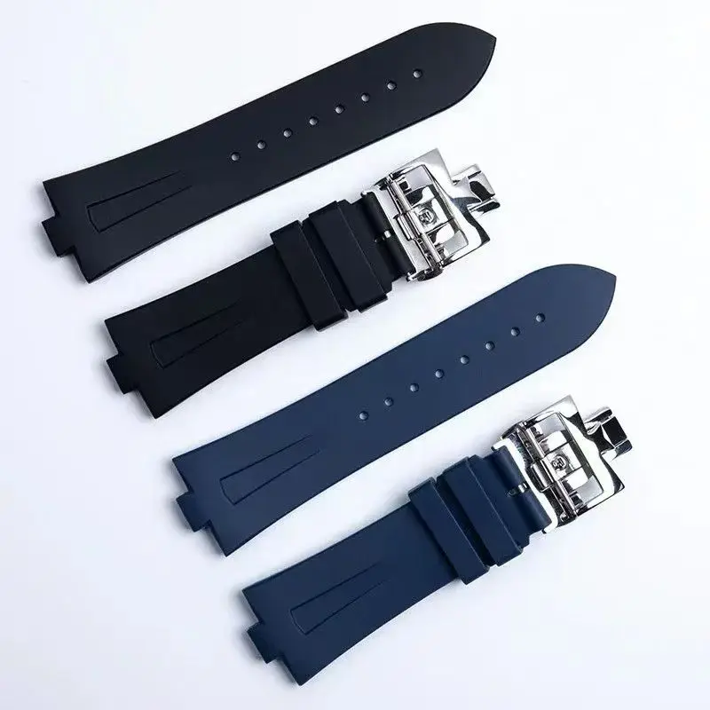 

Silicone rubber watch strap is suitable for vc Vacheron crisscross world P47040 series Men's butterfly button 25mm
