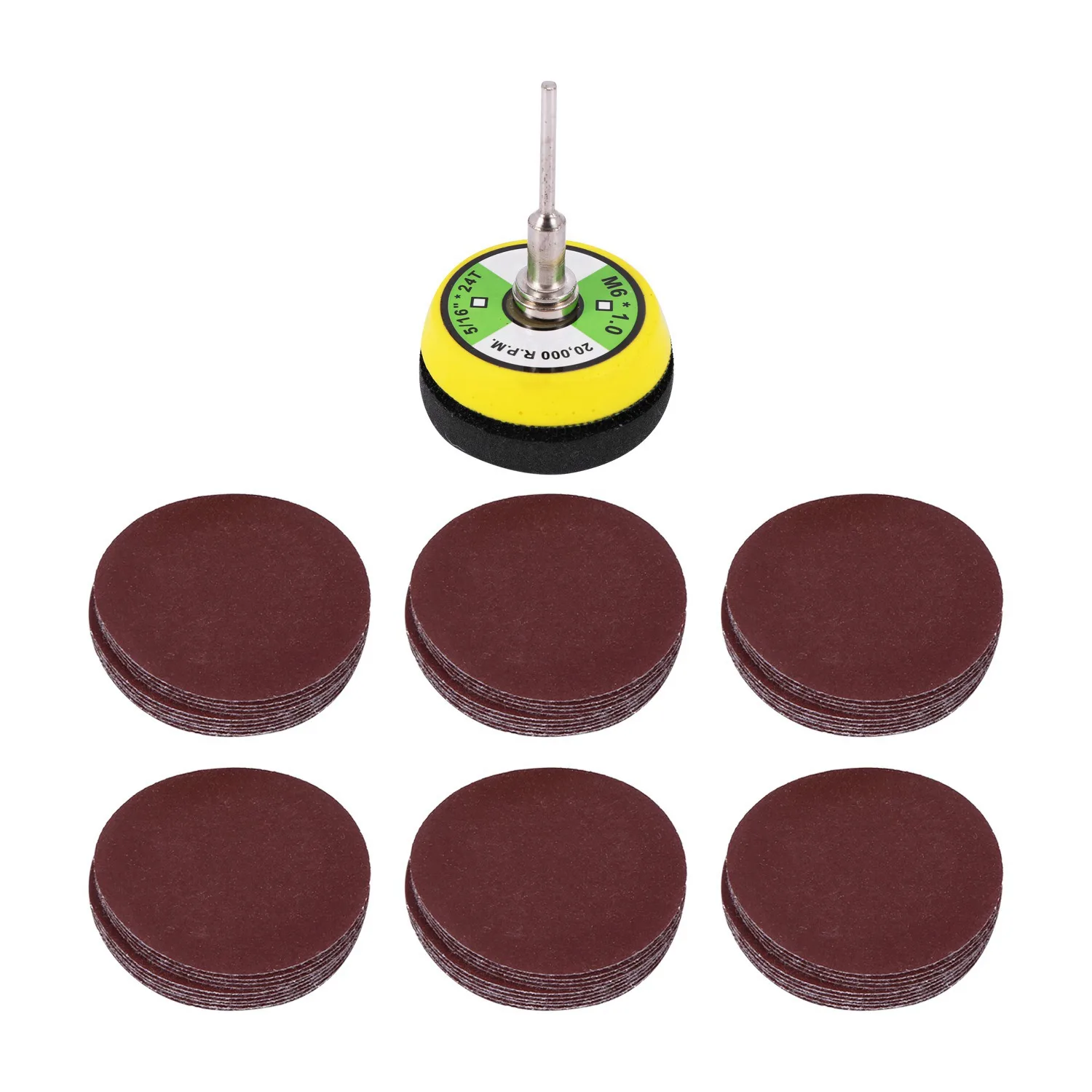 

60 Pcs Sanding Paper Grinding Wheel With 50Mm Polishing Pad Adapter, Grits Grinding Pad Grit Paper, Size 100, 240, 600, 800,