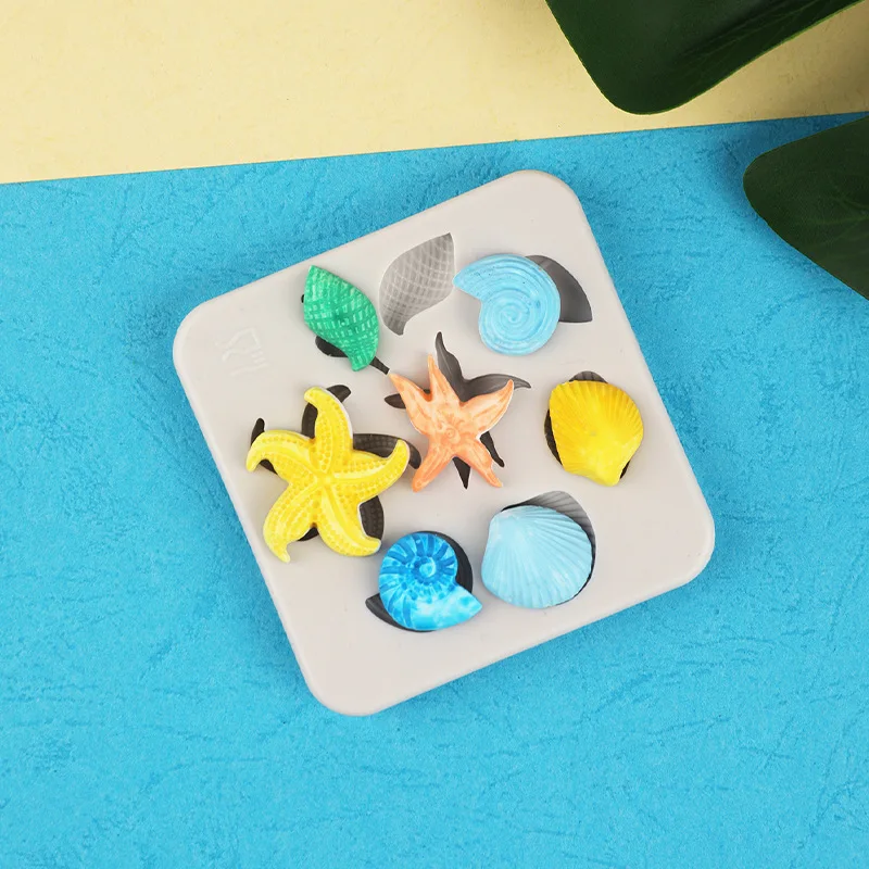 New Starfish Conch Shell Fondant Cake Silicone Mold Marine Biological Handmade Soft Pottery Jewelry Mould 15-647