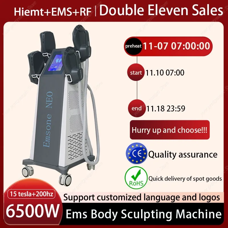 Emsone NEO 6500W 200hz EMS RF Body Sculpting Machine Muscle Stimulate Fat Removal Build Muscle Body Contouring Device