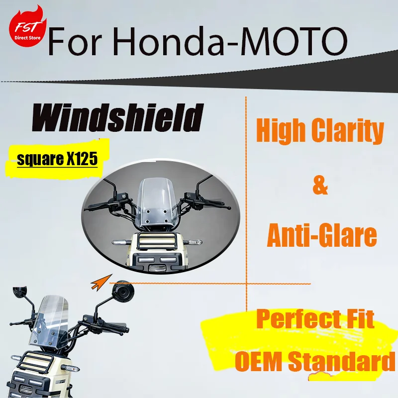 Heightened & Widened Windshield for Honda Square X125, Modified Front Wind Deflector