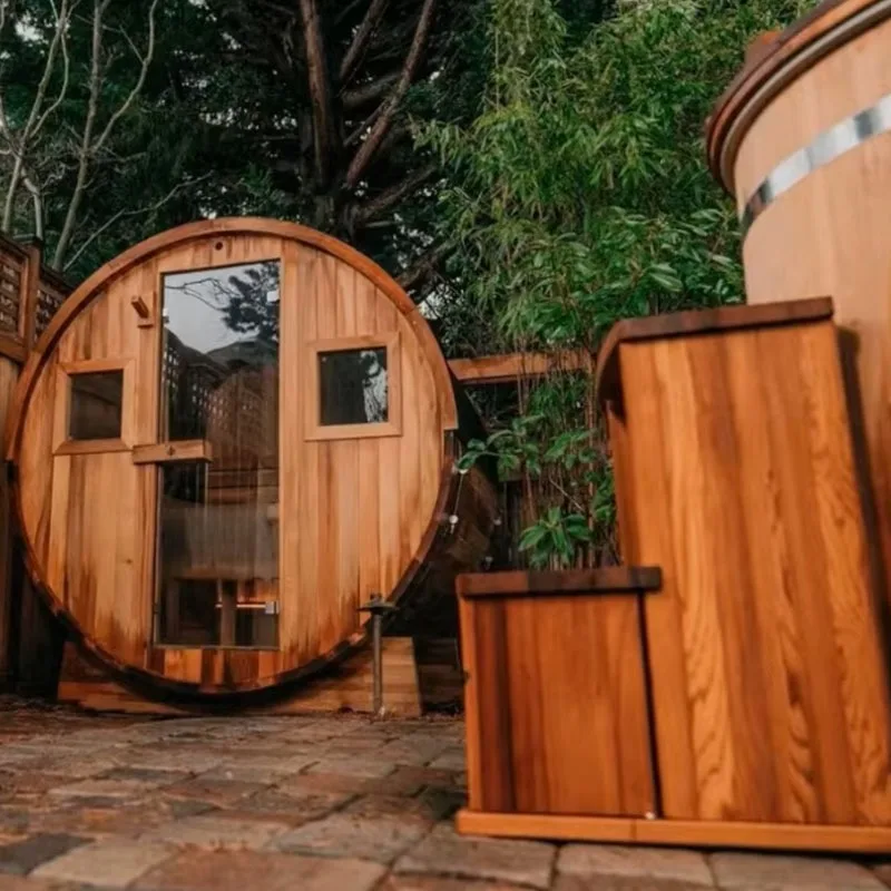 Luxury Solid Red Cedar Hemlock Wooden Sauna Room Elegant and Durable Indoor Sauna