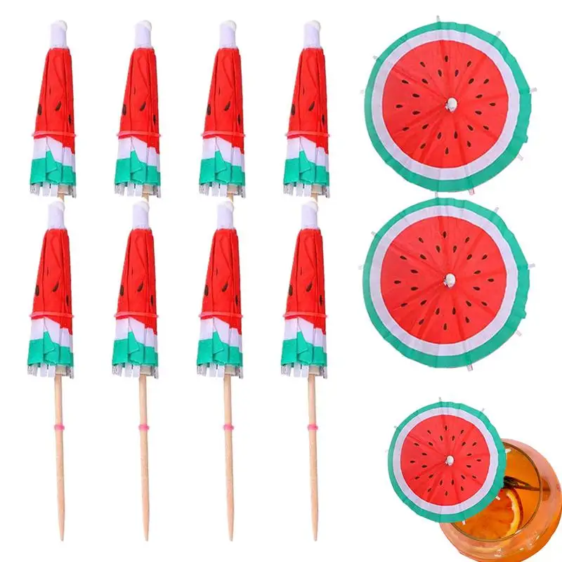 Umbrella Toothpicks For Drinks Paper Cocktail Umbrella Picks 10PCS Colorful Luau Parasols Toothpicks Hawaiian Party Decorations