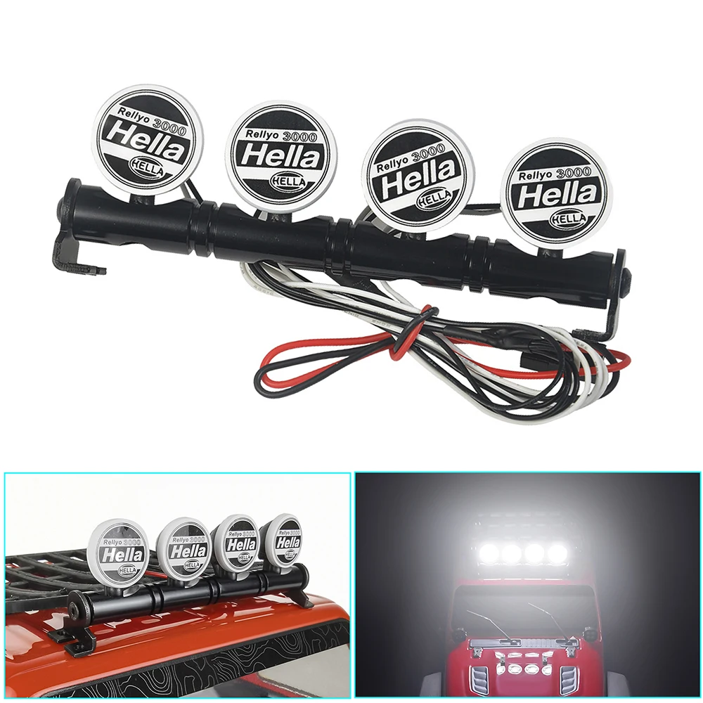 YEAHRUN RC 자동차 지붕 램프 LED 라이트 스트립, 브래킷 포함, 1/10 TRX4 TRX6 D90 축 SCX10 90046 레이스 부품, 4.8-6V