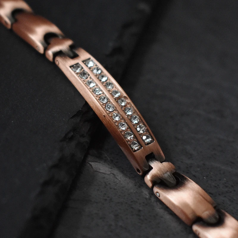 Magnetic Therapy Arthritis Pain Relief Bracelets for Women Men Magnetic Pure Copper Health Bracelet with Crystal