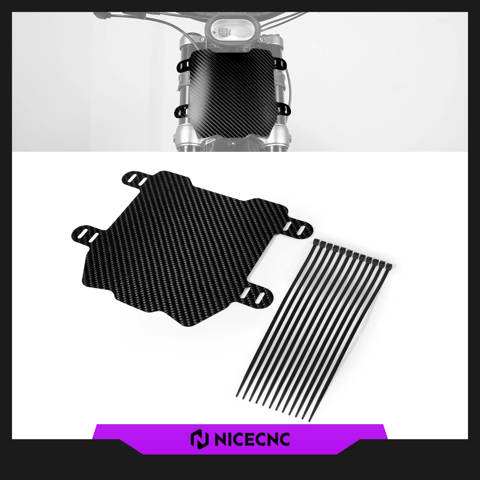 

NICECNC для Surron Lighe Bee X Sur-Ron Light Bee S Surron Ebike 2025 2024 гг., передняя вилка, номерной знак, номерной знак, углеродное волокно