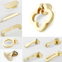 Furniture Knob Handles Golden Drop Pendant Pull Handle Ginkgo Leaf Shape Dresser Knobs for Kitchen Bathroom Cabinet Door Drawer