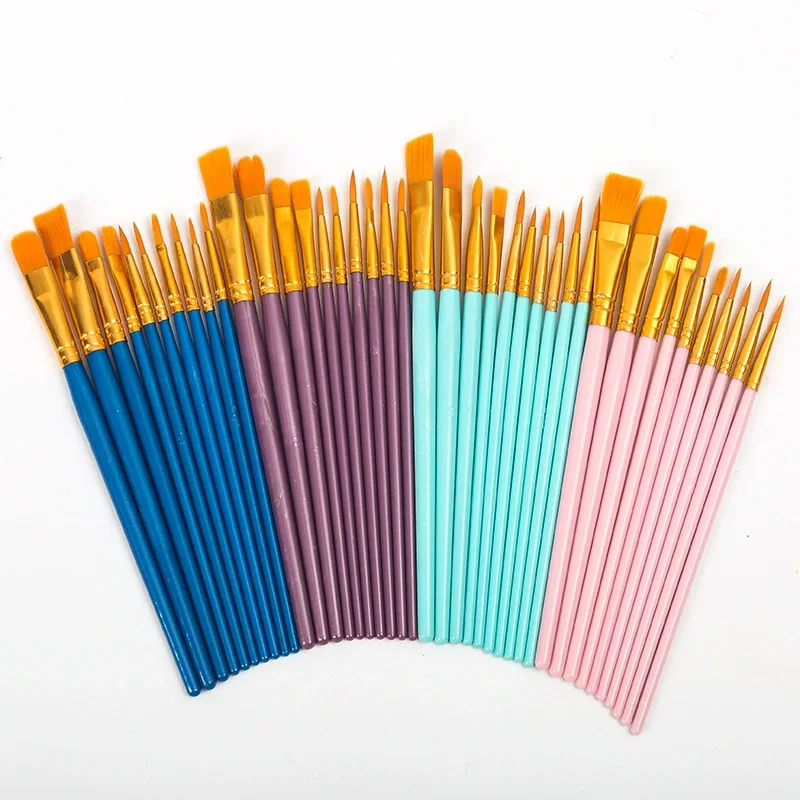 

10 шт./компл., пластиковая кисть для рисования, нейлоновые волосы для масляной живописи, ручка для рисования, кисти, художественные школьные принадлежности