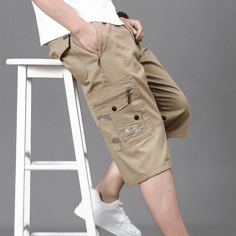 Summer New Fashion Trendy Solid Color Multi-pocket Beach Cargo Shorts Men's Casual Loose Sport High Quality Plus Size Shorts view 4