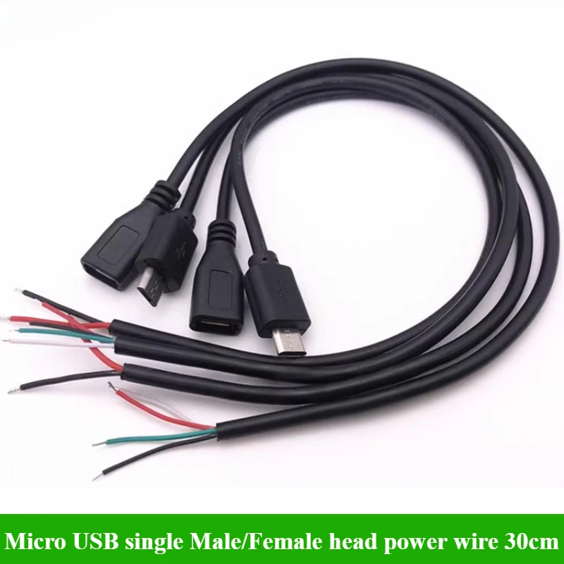 

1/3/5/10/30Pcs/lot 2Pin 4Pin Micro USB Charger Connector Male Female Power Supply Extension Cable Wire Length 30cm DIY Data Line