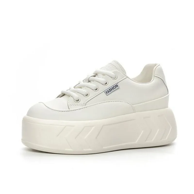 

2025 Autumn Winter Warm Height Increasing Shoes Women Cowhide Mixed Colors College Style Thick Sole Student Casual Shoes