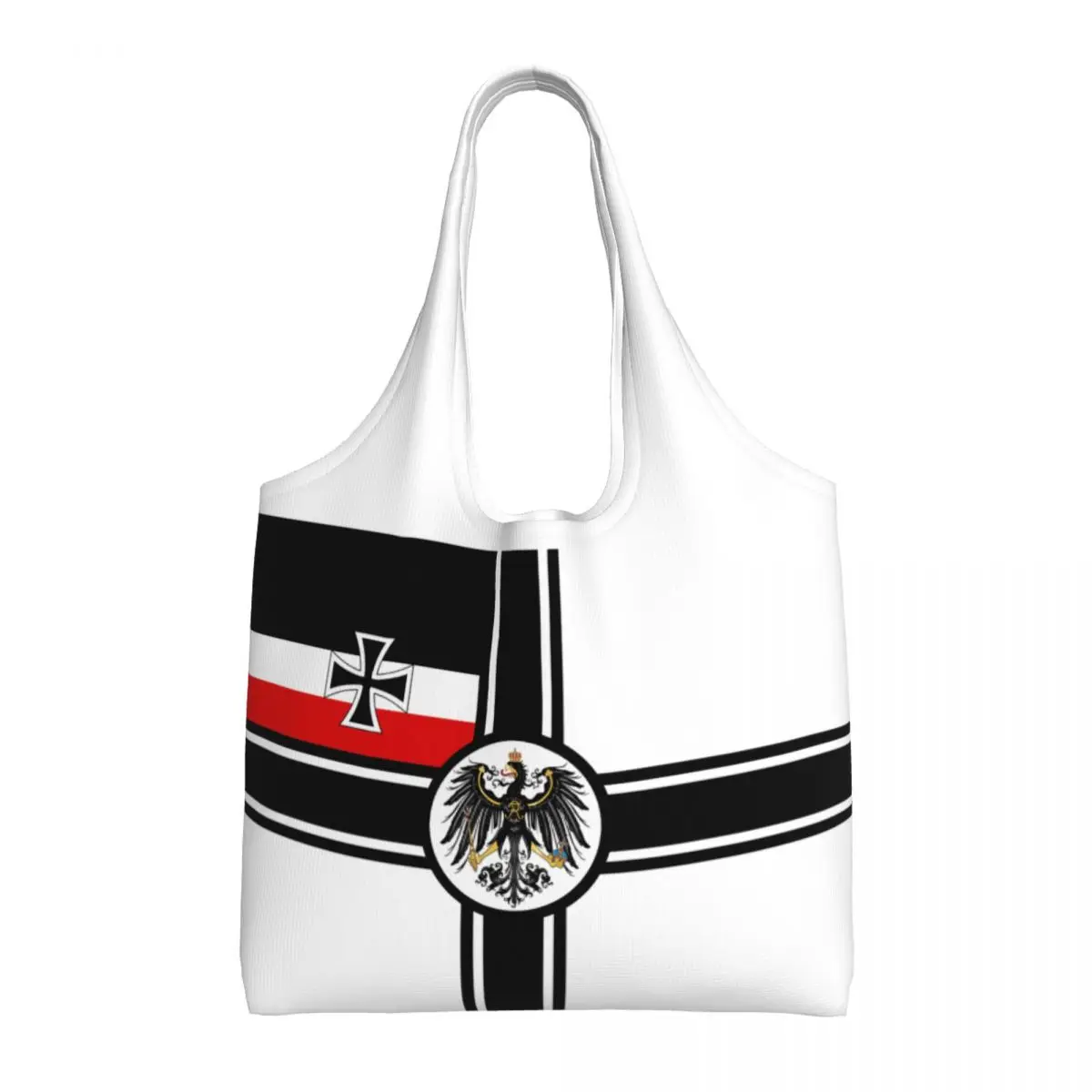 German Empire DK Reich War Flag Grocery Tote Shopping Bags Women Canvas Shoulder Shopper Bag Large Capacity Bags Handbags