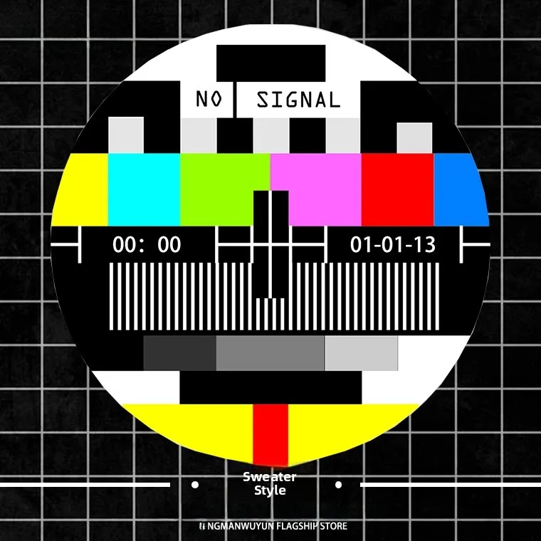 

Nostalgic 8090s TV No Signal Hoodie Unisex Autumn Winter New Style Creative Customizable Trendy Cotton Polyester Blend round ...