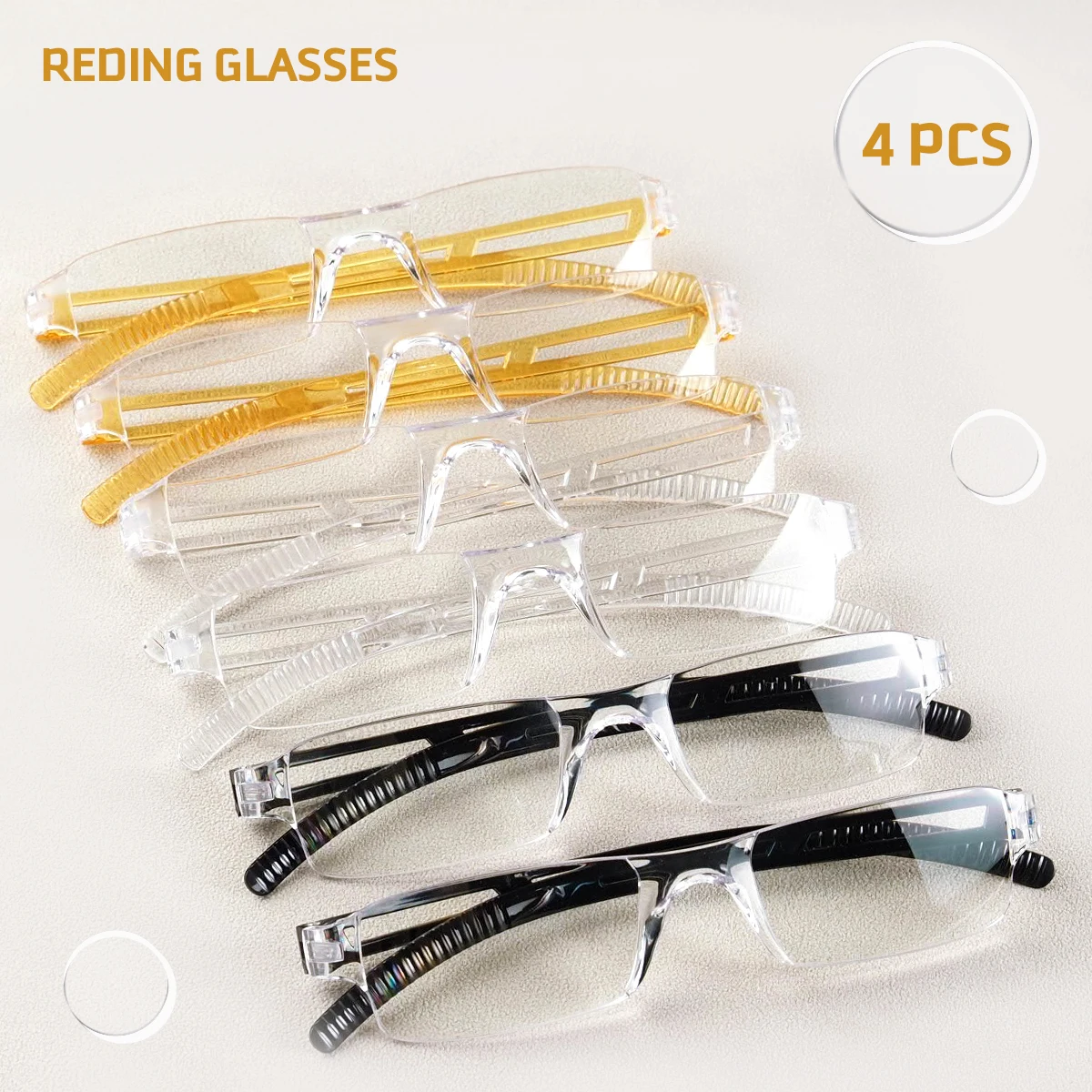 4Pcs Men Women Ultralight Integrated Reading Glasses High-Definition Reading Glasses Luxury Designer Style Durable Frames