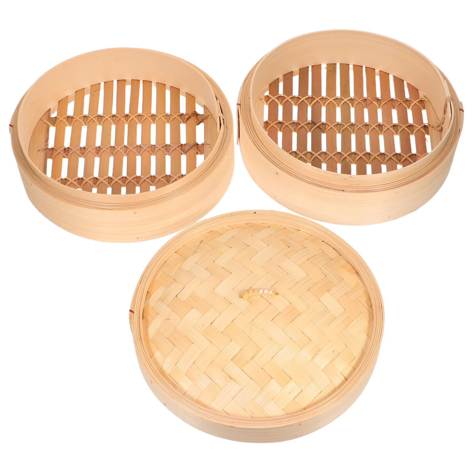 

1 set 1 Set Bamboo Steamer Basket Handwoven Chinese Steaming Cookware For Dumplings Dim Sum Vegetables With Lid Multifunctional