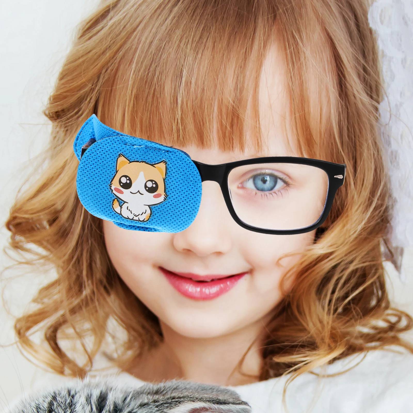 

6 Pcs Correction Mask Kids Single Glasses Covers Portable Cartoon Blue Left Polyester Eye Patches for Children Adults