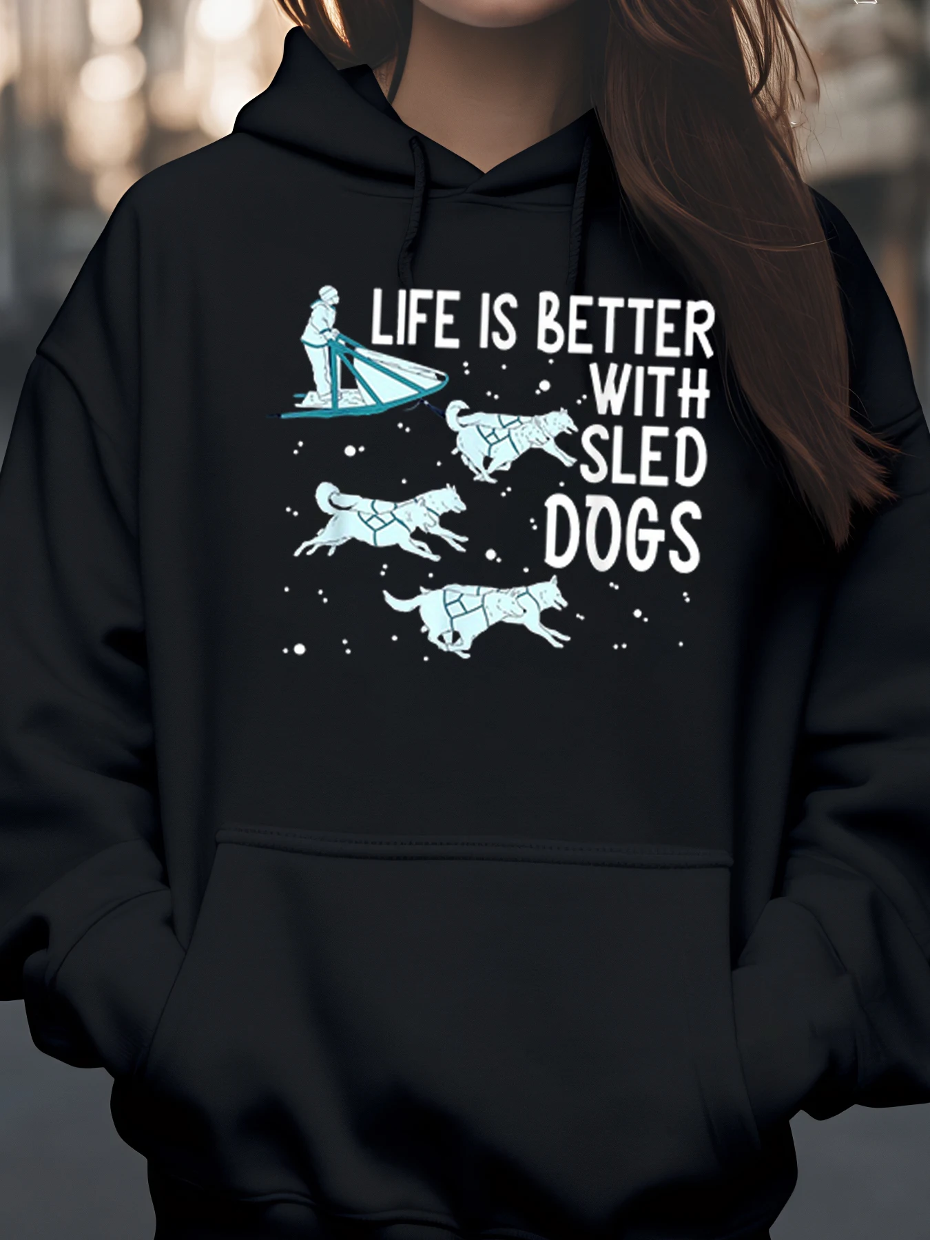 

Жизнь с принтом собаки-сани лучше с толстовкой с капюшоном для собак-саней, зимняя уличная одежда для любителей собак