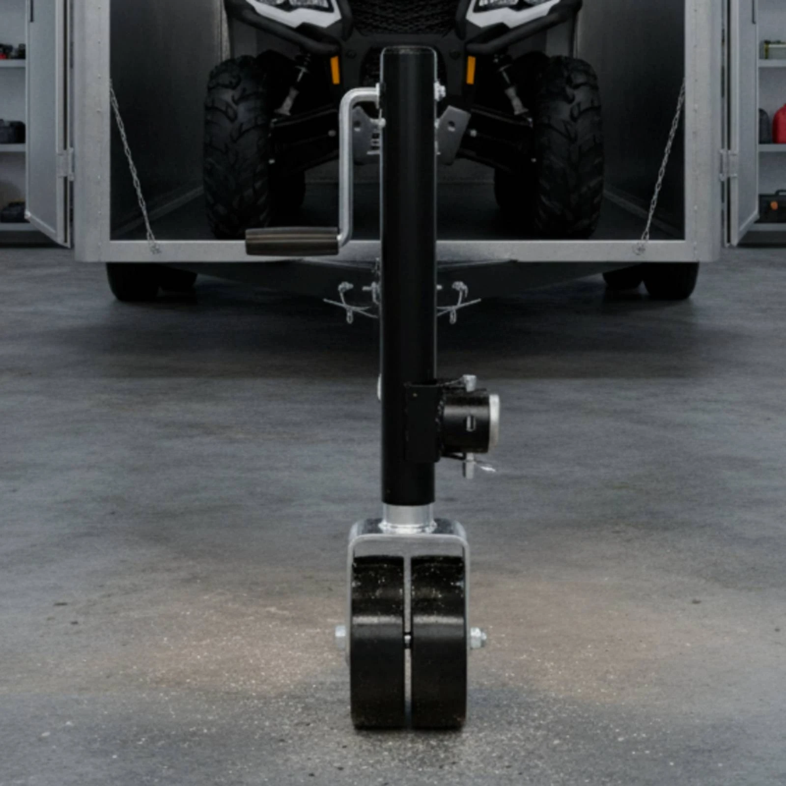 

Trailer Jack Swivel Caster Side Crank Trailer Jack with Dual Wheels Hardware Smooth-Rolling Reliable for Rv Campers