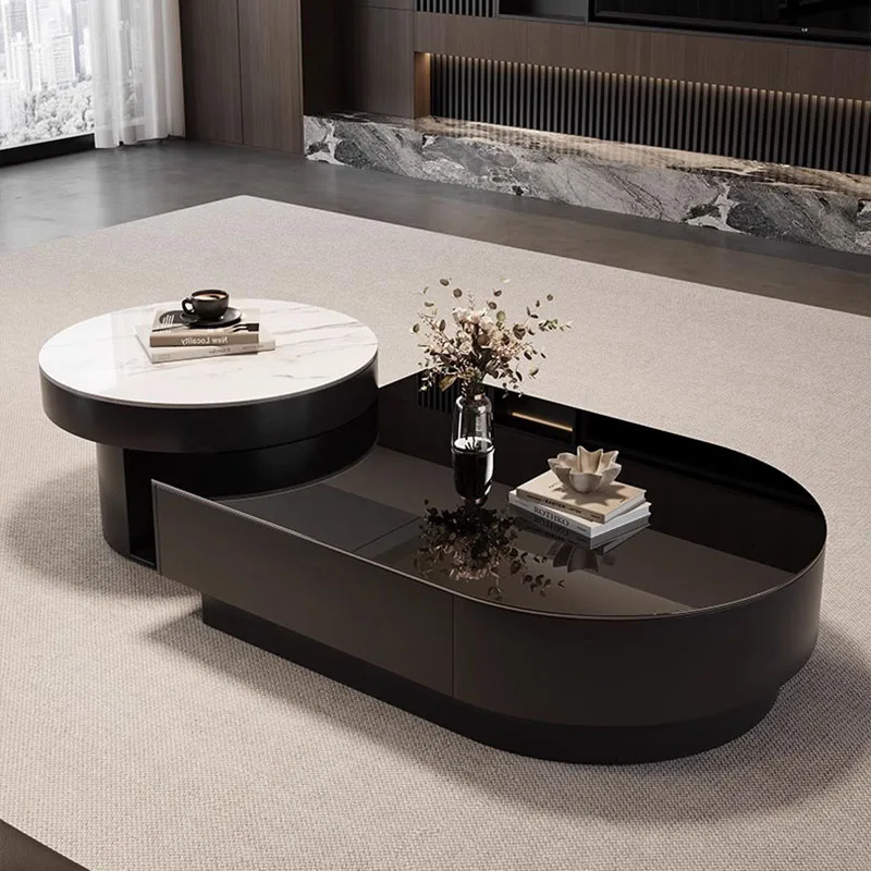 

Modern Minimalist Design Coffee Table Unique Black Storage Luxury Living Room Coffee Table Glass Floor Stolik Kawowy Furniture