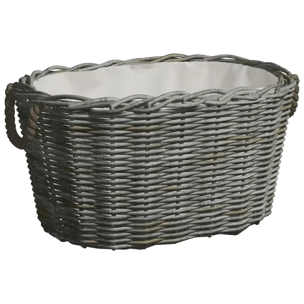 Grey Willow Firewood Basket with Handles - Large 60x40x28 cm for Easy Carrying & Storage