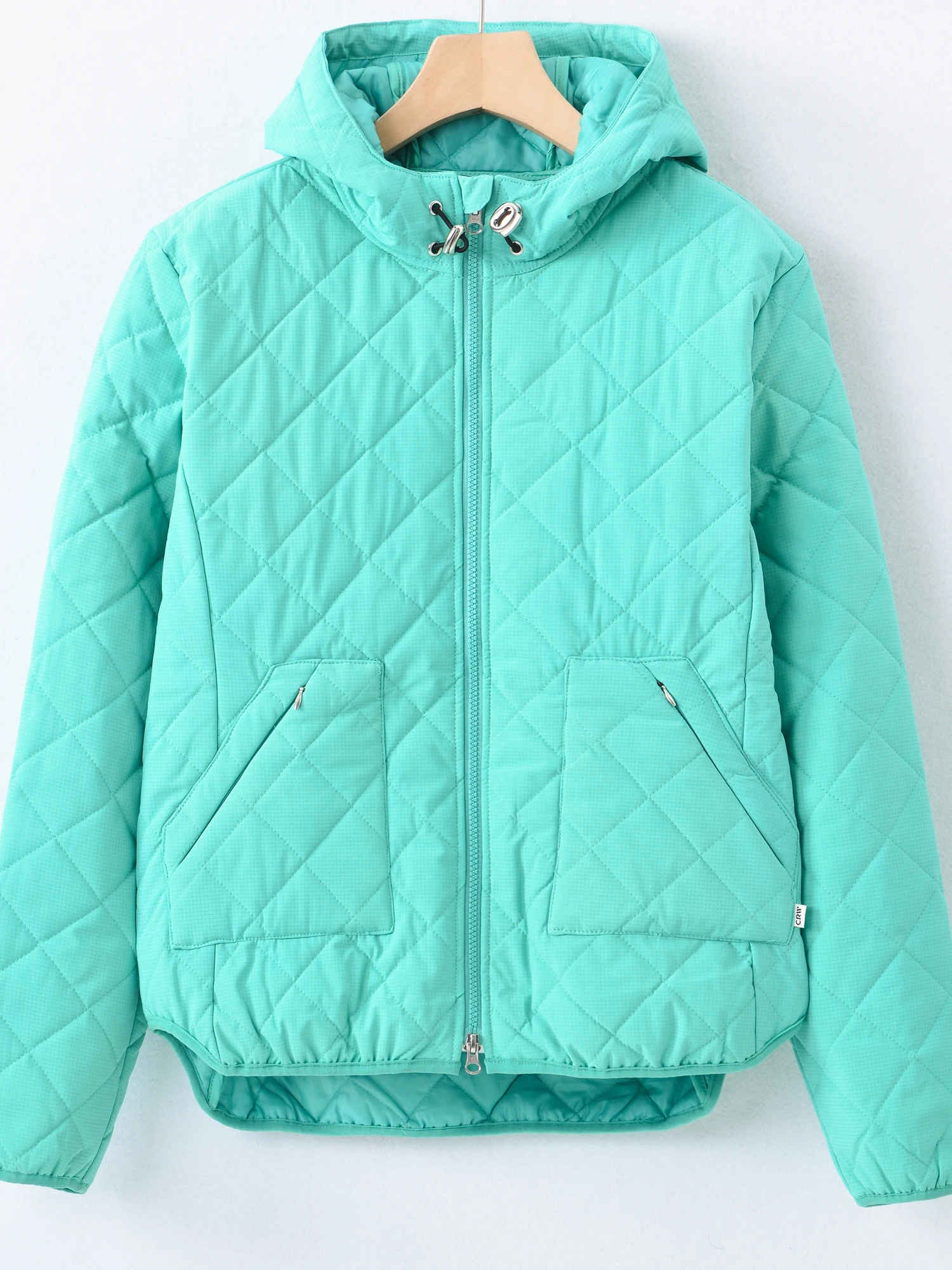 

Женская демисезонная хлопковая куртка с капюшоном, стеганая ромбами, повседневный стиль, на молнии, с длинными рукавами