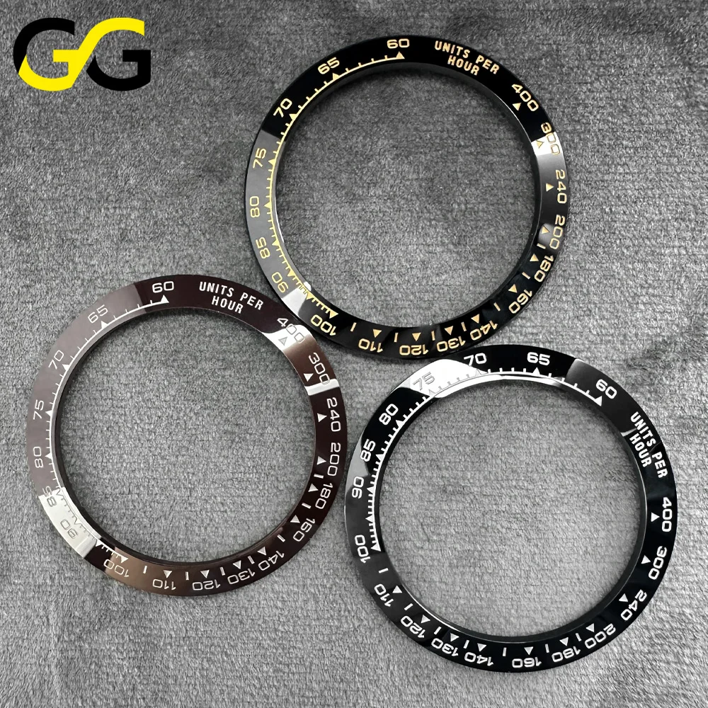 38.5mm * 30.5mm High-quality Ceramic Bezel Watch Parts Accessories Sloped Advanced White Gold Text Black Coffee Colored Bezel