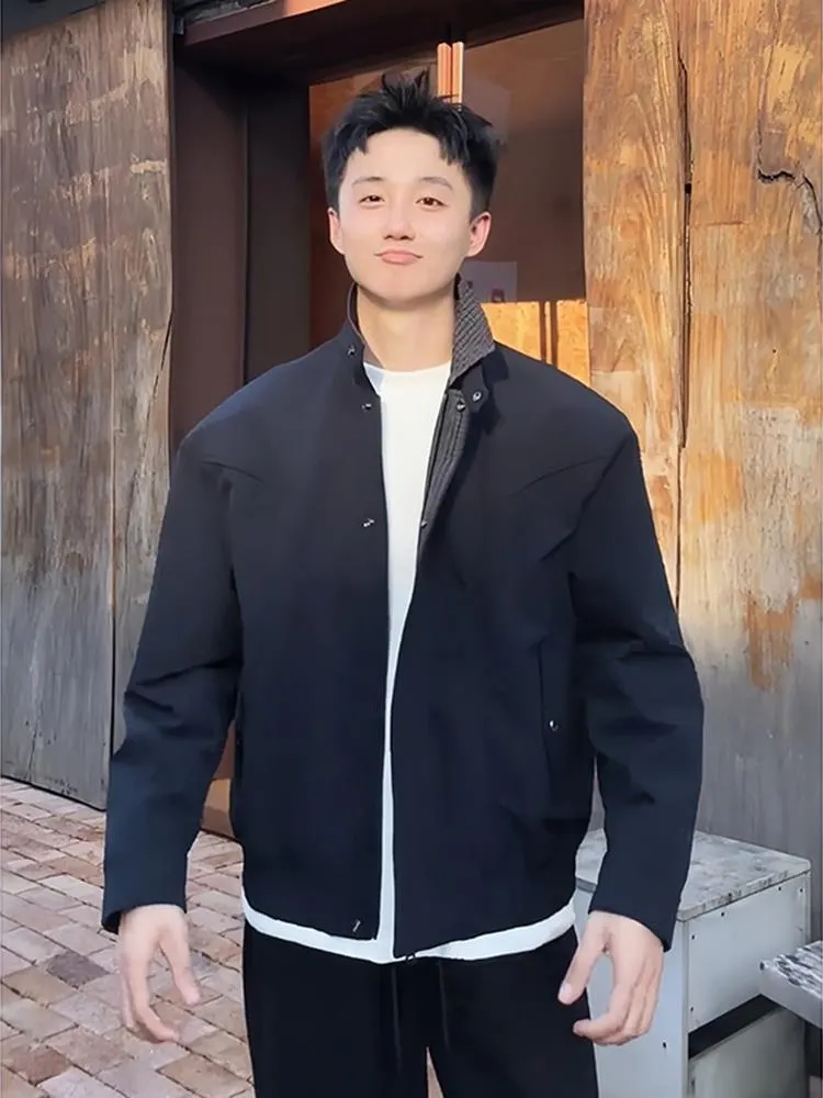 

American Retro Plaid Harington Jaet ort Trendy Brand Haome High-End Workwear Jaet Polyester Fiber Summer Autumn