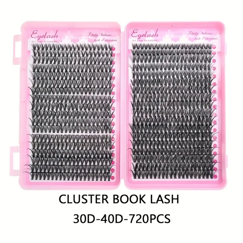DIY 속눈썹 연장 클러스터 북 - D컬 메가 개별 속눈썹, 내추럴 & 캣아이 스타일, 집에서 재사용 가능한 인조 속눈썹
