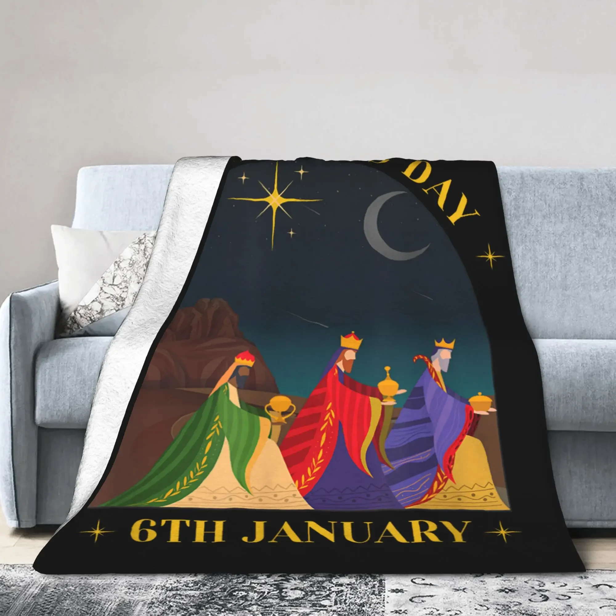 

Wise Men Three Kings Epiphany Blanket Flannel January Super Soft Throw for Home Couch Quilt Breathable