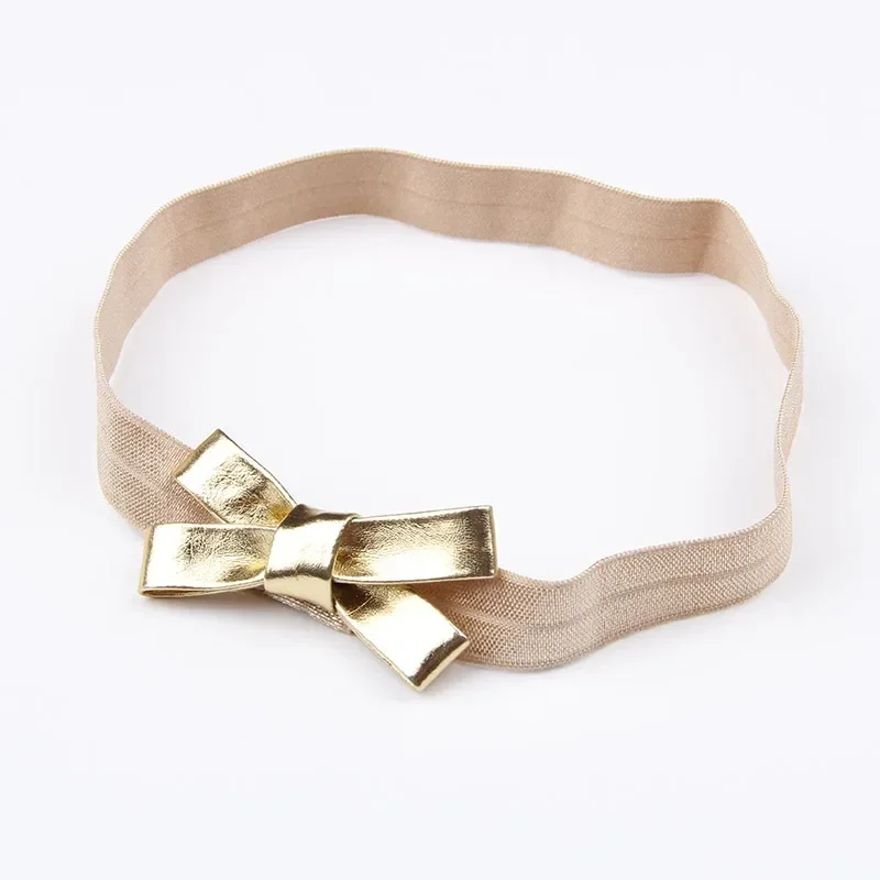 1PCS Baby Girls Gold Silver PU Bow Headband Kids Leather Bowknot Hairband Headwear Newborn Hair Band Accessories Christmas Gifts