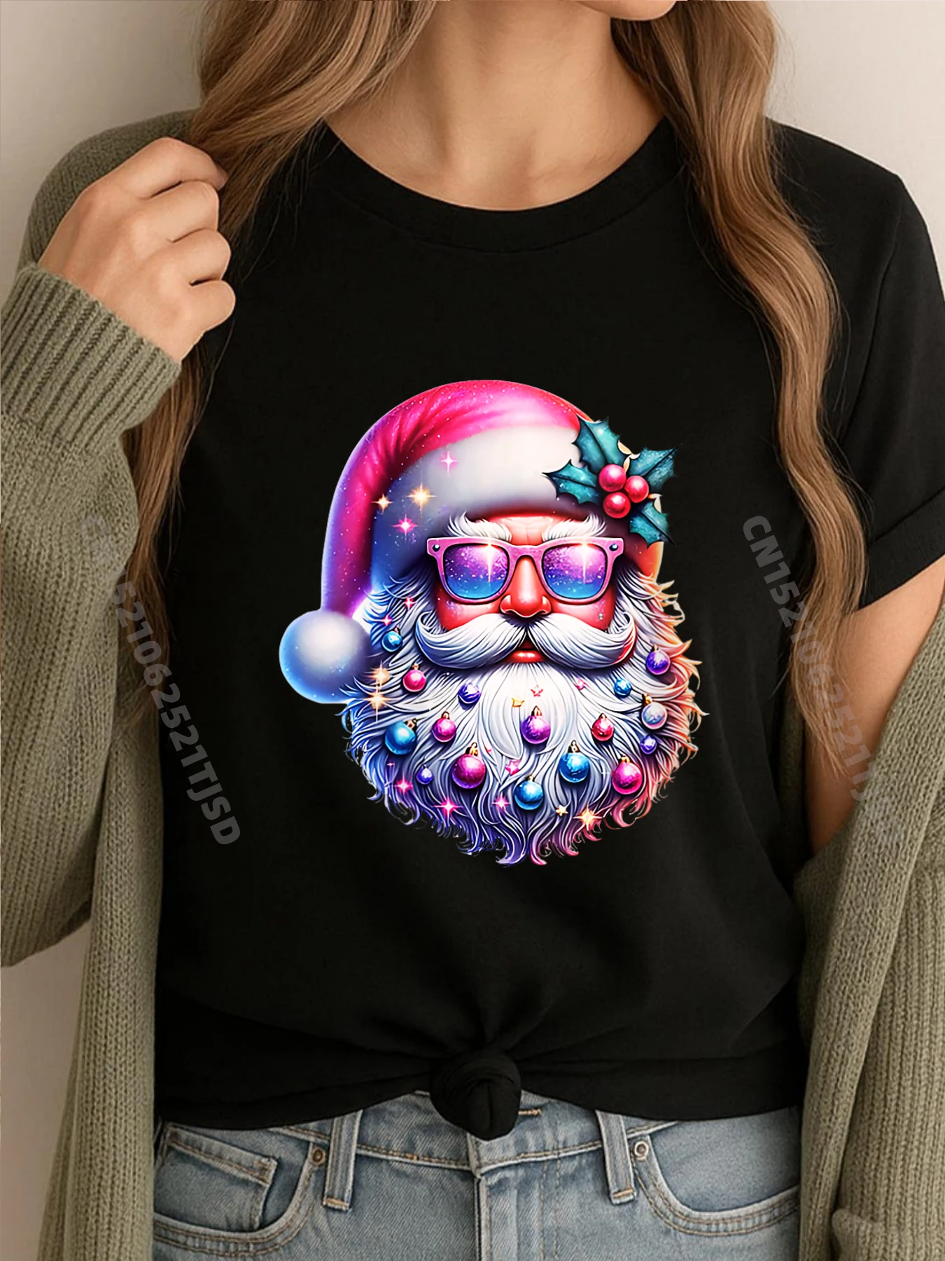 

Женские розовые рубашки Санта-Клауса для девочек, рождественские праздники, забавные рубашки, удобная брендовая одежда с графикой