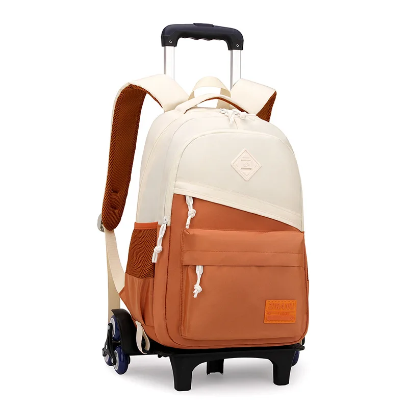 

Simple splicing Students Wheeled Bag 2025 New Kids School Bag Boy Rolling Backpack Trolley schoolbag Traval Bags Wheel Backpacks