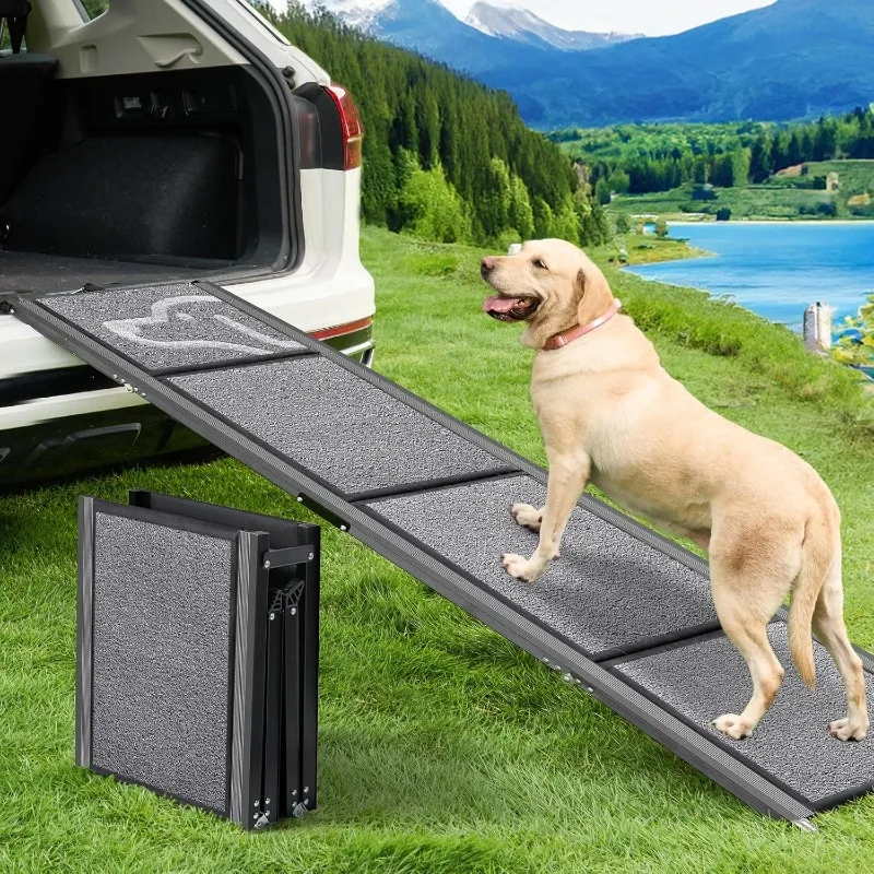 

Dog Ramp for Car Folding Pet Ramp Dog Ramps for Large Dogs with Non-Slip Rug Surface Portable Dog Car Ramp for SUV Car