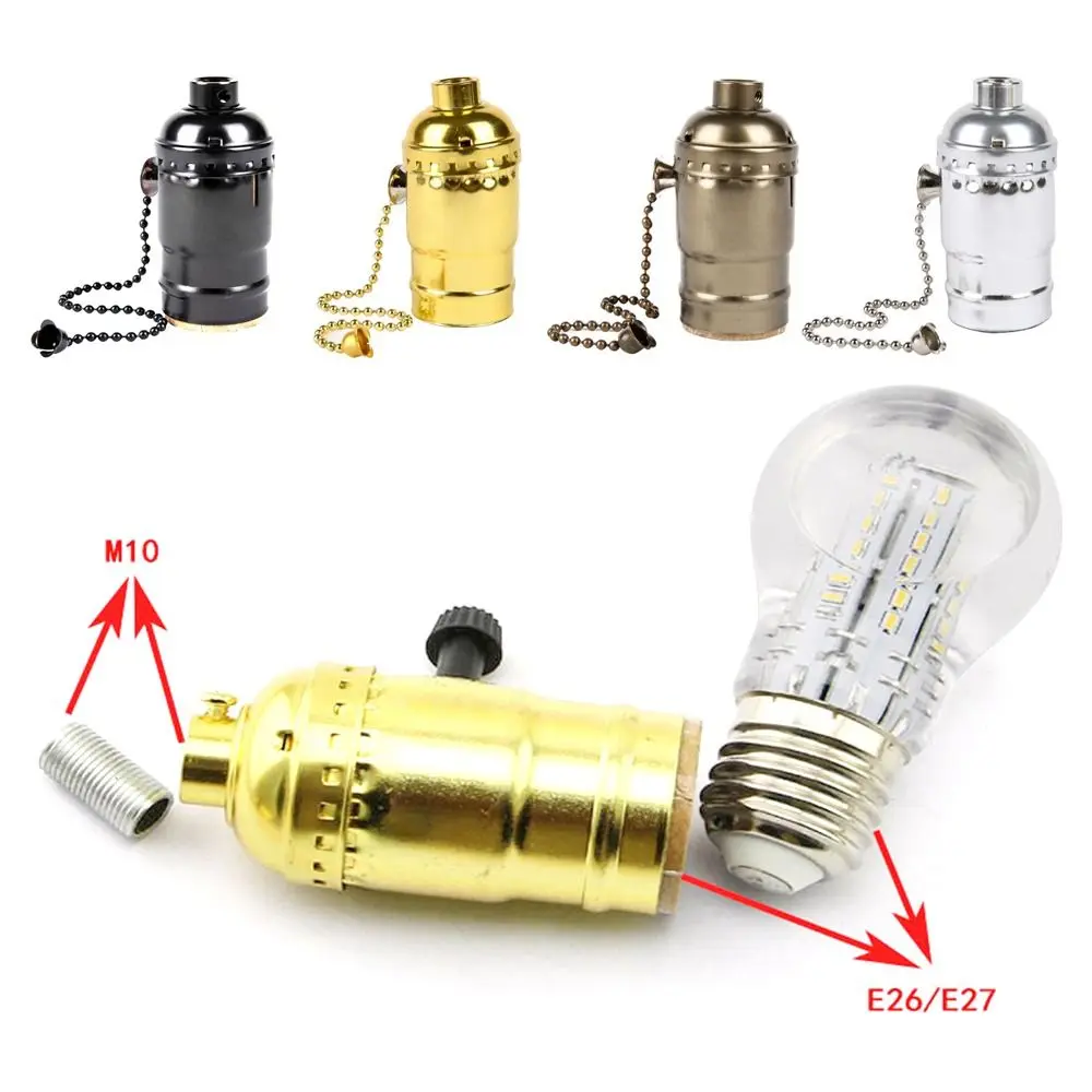 

Vintage Aluminium E27 Lamp Holder 250V 4 A Retro Bulb Bases Black Silver Gold Light Screw Socket E27
