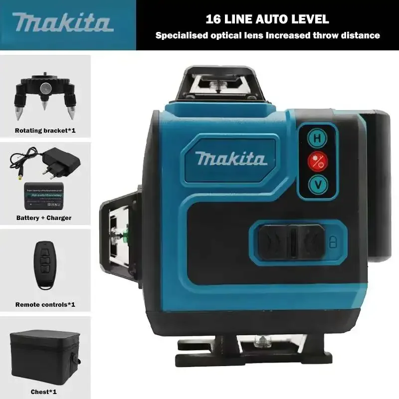 

100%Makita 16-line cross horizontal 360 horizontal vertical high-precision green laser high-precision wall-mounted portable tool