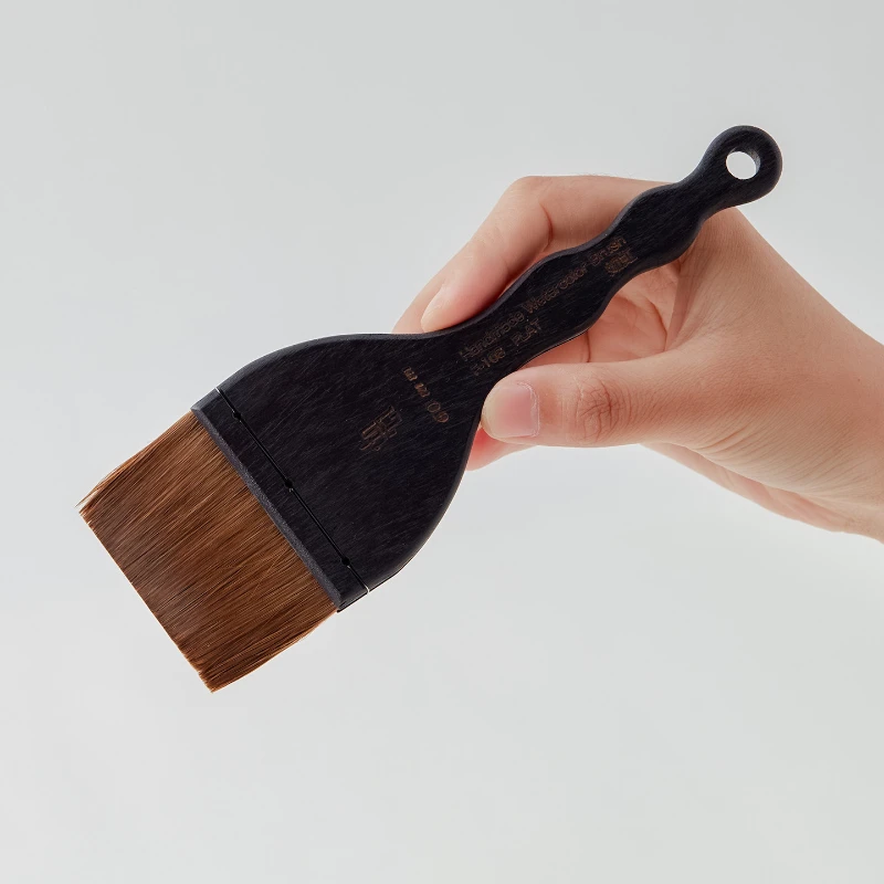 Wave Handle Watercolor Flat Brush Wide Board Brush Washing Rendering Chinese Painting Gouache Art Supplies Water Color Paint Set