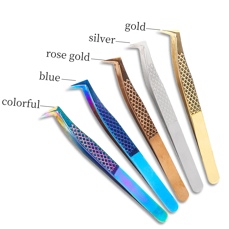 Stainless Steel Fish Scale Tweezers Professional Eyelashes High Precision Anti-static Tweezers Eyelash Extensions Makeup Tools