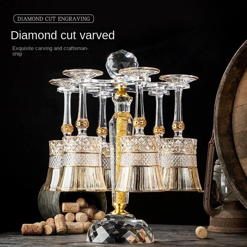 European style gold painted crystal red wine glass goblet household high-end rotary tumbler wine set