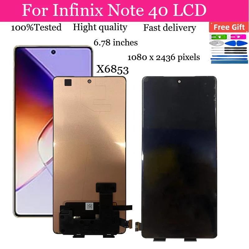 

6.78" Original AMOLED For Infinix Note 40 X6853 LCD Display Screen+Touch Panel Digitizer For INFINIX Note40 Replacement Parts