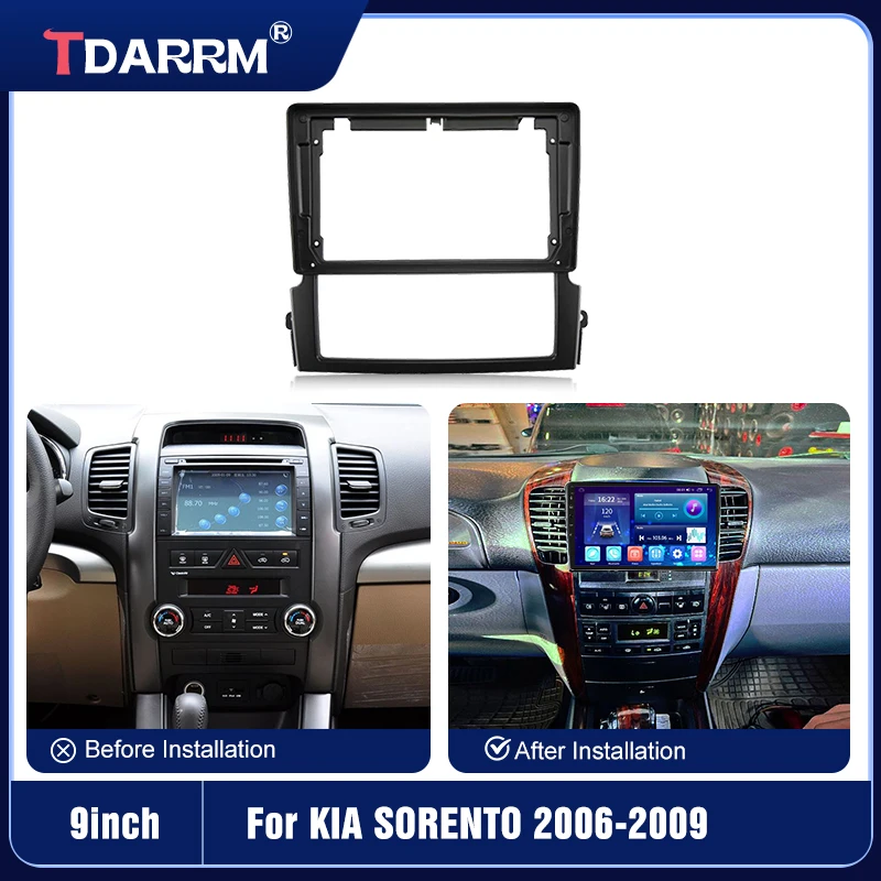 

Car Radio Fascia Frame For 2006 2007 2008 2009 KIA SORENTO 9Inch Panel Wire Harness Power Cable Adapter（Texture）