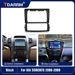 Car Radio Fascia Frame For 2006 2007 2008 2009 KIA SORENTO 9Inch Panel Wire Harness Power Cable Adapter(Texture)