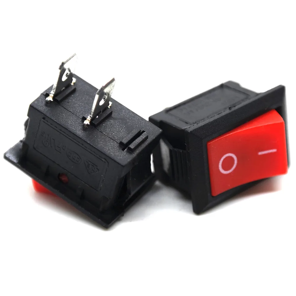 5/10Pcs Push Button Switch 21x15mm SPST 2Pin 6A 250V KCD1 Snap-in on/Off Rocker Switch 21MM*15MM Black Red and White 10A125V Red